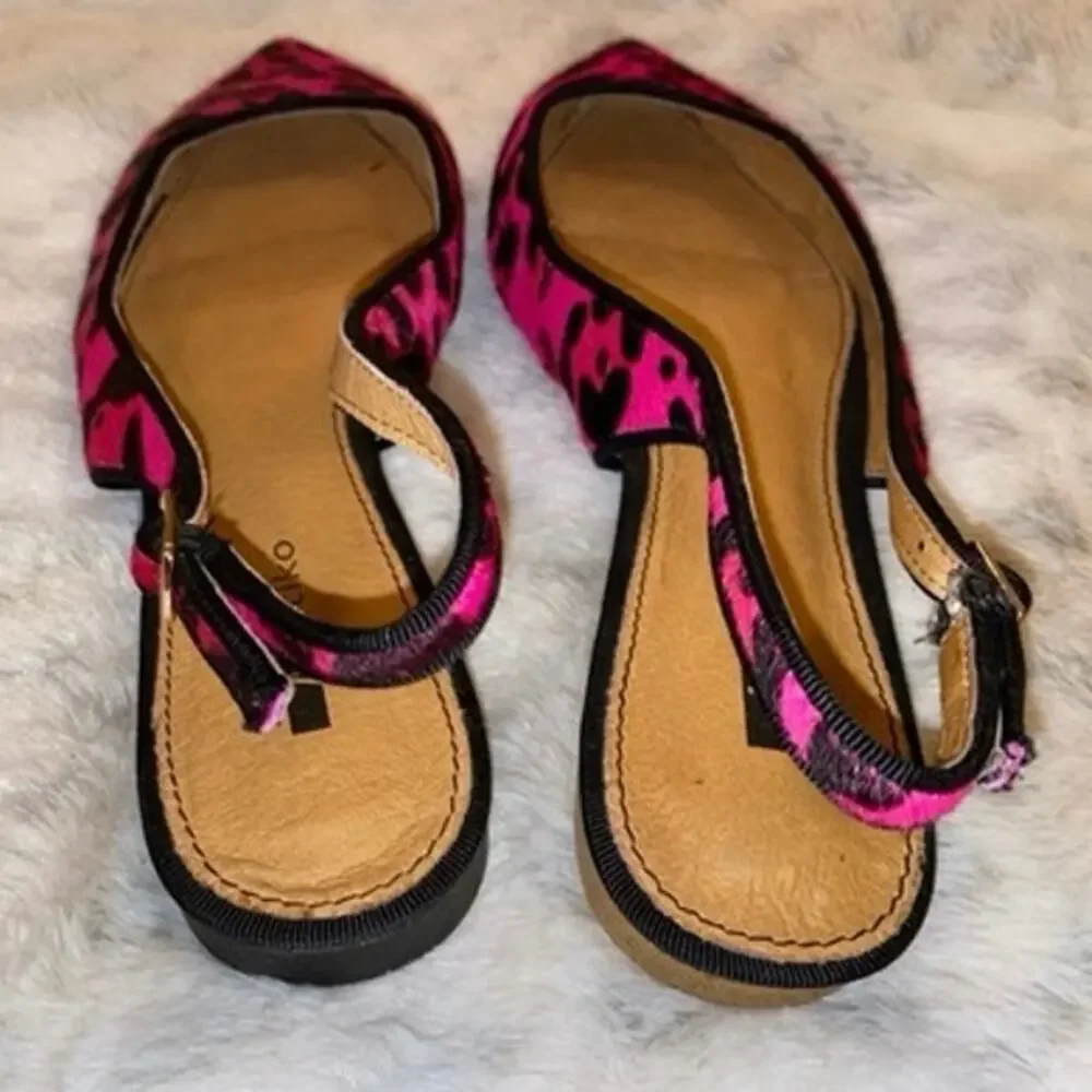 Matiko Fuchsia Pink Leopard Pointed Toe‎ Flats 6 36